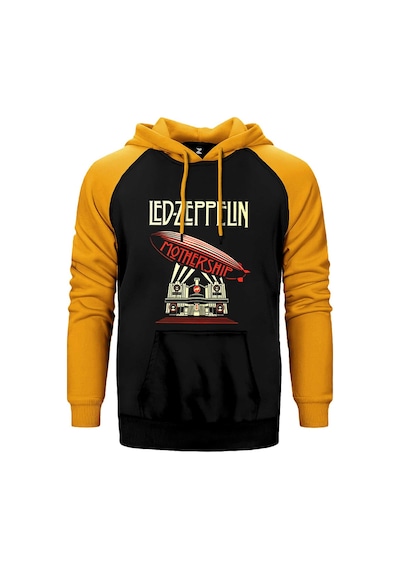Led Zeppelin Mothership Sarı Renk Reglan Kol Kapşonlu Sweatshirt Sarı