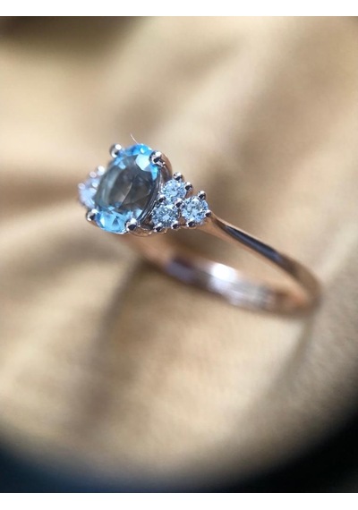 Meram Mücevherat 0,18 Ct Pırlanta 0,80 Ct Aquamarin Fantezi Yüzük