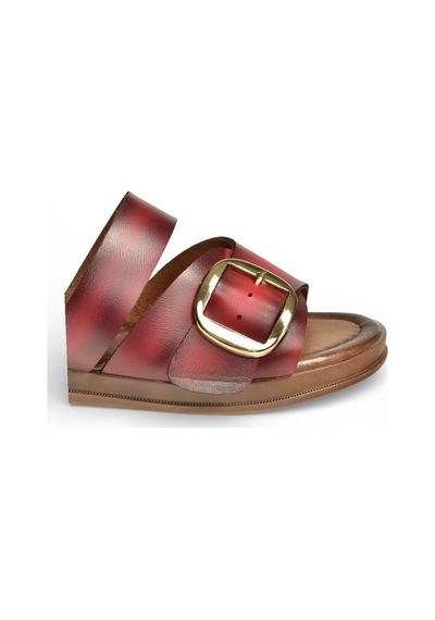 Fox Shoes Y390350703 Bordo Hakiki Deri Kadın Terlik Bordo