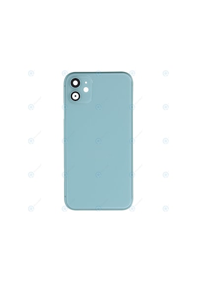 Apple Uyumlu iPhone 11 Logolu, Cam Arka Pil Kapağı - Lens Hariç Yeşil