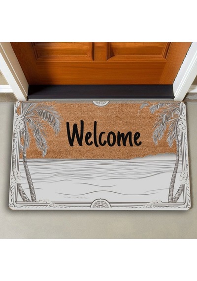 Valerine Life Deniz Ve Palmiye Manzaralı Welcome Kapı Önü Paspası 45x70cm