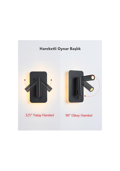 Tuvalu Dekoratif Yatak Başı Lambası Cata13 Watt Gün Işığı Çift Kademeli Baş Ucu Kitap Okuma Lam
