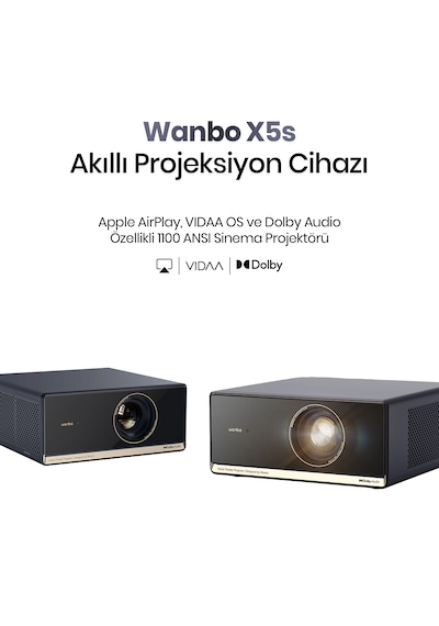 Wanbo X5 S 1100 Ansı Full Hd Vıdaa Voice Projeksiyon Cihazı 4k Destekler Wifi Bluetooth