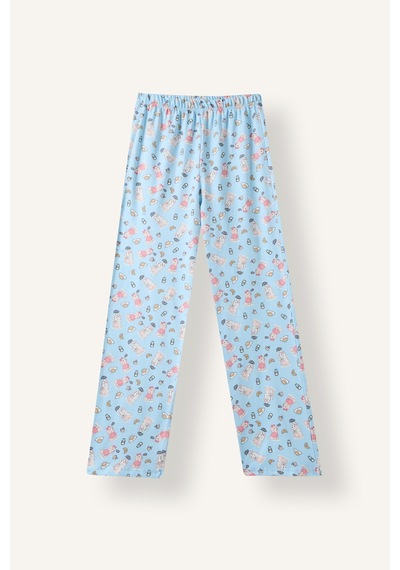 Defacto Ayıcık Desenli Düğmeli 2li Pijama Takımı Kız Çocuk I6088a826wnbe773 Mavi-be773