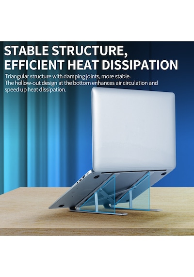 6 Seviyeli Ayarlanabilir Laptop Standı Taşınabilir Katlanabilir Alüminyum Alaşım Laptop Braketi Kaymaz Laptop Tablet Tutucu Gümüş