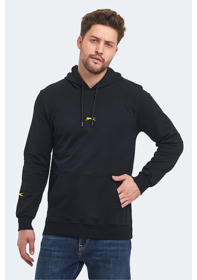 Slazenger Oslo In Erkek Kapüşonlu Cepli Siyah Sweatshirt Siyah