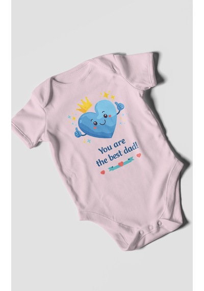 Morivokids You Are The Best Dad Kısa Kollu Bebek Body %100 Pamuk Bebe Pembe