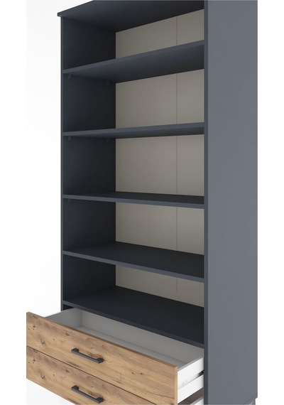 Hyperion Dolap 5 Raflı 2 Çekmeceli 88x44x195 Antrasit-çam Antrasit