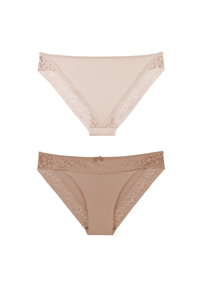 Sensu Kadın Lazer Kesim Dantelli Slip Külot 3'lü Paket Set - Kts3101 Model-3 Yeşil