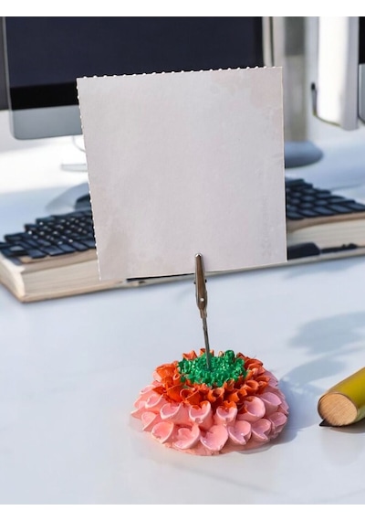 Krizantem Kasımpatı Çiçeği Fotoğraf Not Tutacağı Ofis Hediye Tutucu Pembe