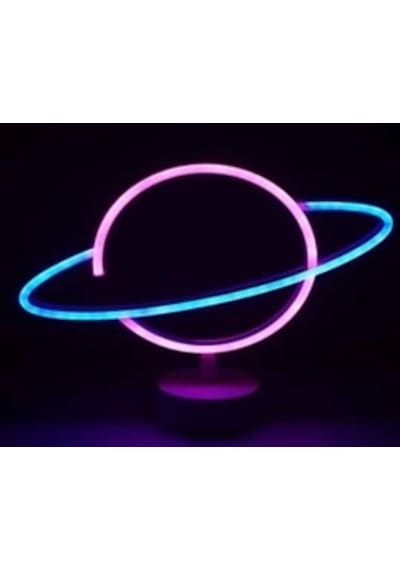 Neon Işıklı Satürn Lamba Mavi
