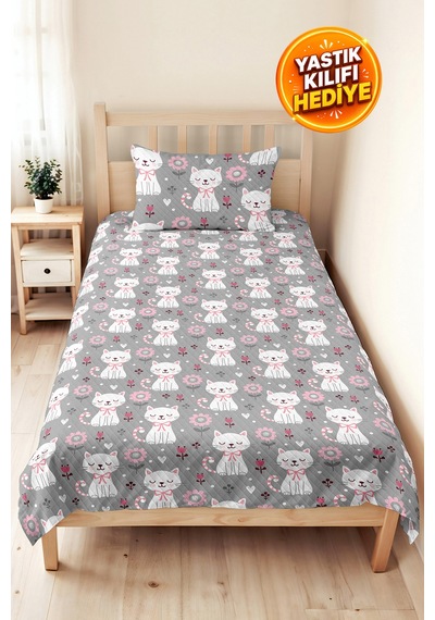Evimde Bambaşka Kedi Gri Kız Çocuk Pike Takımı - Çiçekli Pembe Bebek Odası Mevsimlik Yatak Örtüsü - 160x220 CM Evimde Bambaşka Kedi Gri Kız Çocuk Pike Takımı - Çiçekli Pembe Bebek Odası Mevsimlik Yatak Örtüsü - 160x220 CM