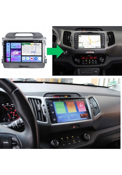 Kia Sportage Araç Multimedya Android Ekran Carplay Navigasyon Double Teyp 2+32 9" 10-15 Gri Cadence