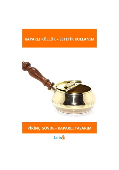 Pirinç Kapaklı Estetik Küllük Ahşap Saplı Şık Tasarım