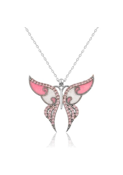 Casera's Gümüş Pembe Kelebek Kolye Csr2180593 Gümüş