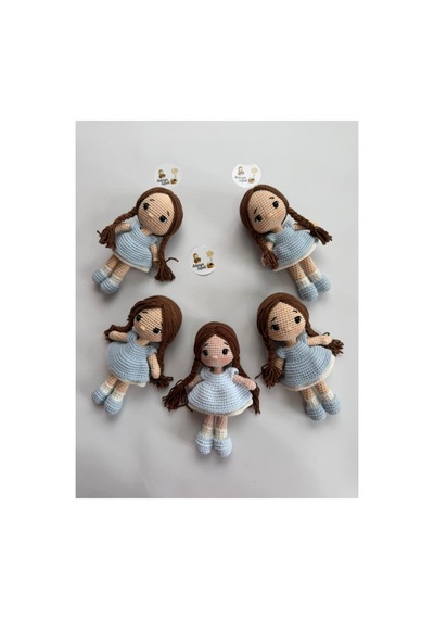 Adenya Sepeti Amigurumi Örgü Fındık Bebek-18 Cm-soft Mavi Çok Renkli