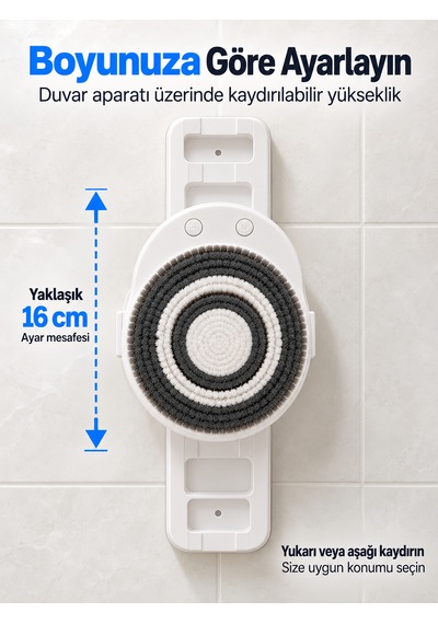Duvara Monte Şarjlı Elektrikli Sırt Ve Vücut Temizleme Fırçası 3 Başlıklı 3 Modlu Usb-c