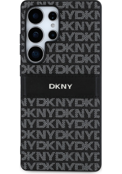 Galaxy S25 Ultra Kılıf Dkny Uyumlu Lisanslı Kartlıklı 3d Yazılı Repeat Texture Pattern Kapak Siyah
