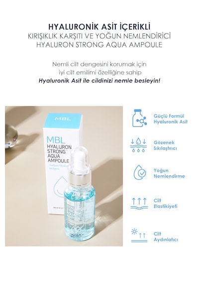 Kuru Ciltler İçin Nemlendirici Ve Onarıcı Saf Ve Yoğun Hyaluronik Asit İçeren Ampoule Serum