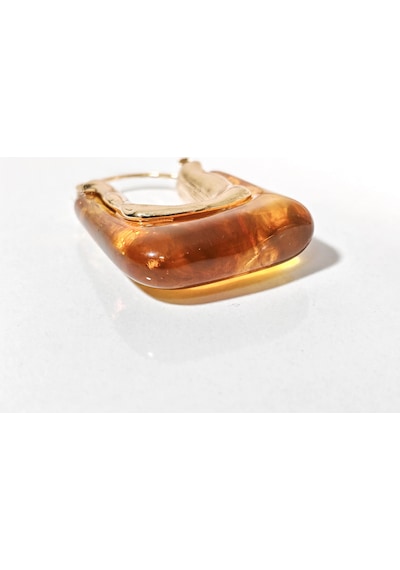 Kadın Gold Renk Dikdörtgen Kehribar Görünümlü Küpe - Modern Geometrik Bohem Küpe - Şık Günlük Aksesu Çok Renkli