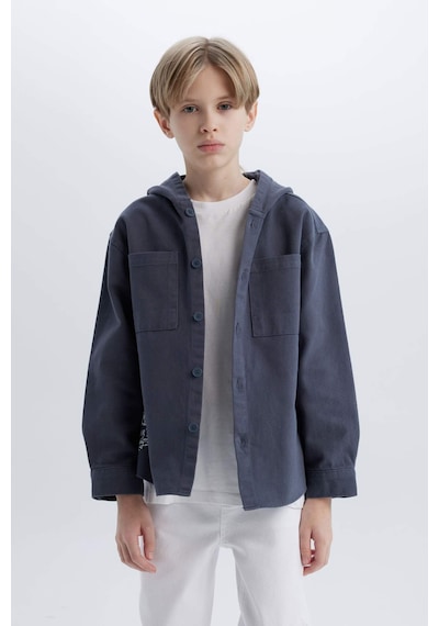 DeFacto Erkek Çocuk Oversize Geniş Kalıp Kapüşonlu Gabardin Uzun Kollu Gömlek D3194A825SPAR153 DeFacto Erkek Çocuk Oversize Geniş Kalıp Kapüşonlu Gabardin Uzun Kollu Gömlek D3194A825SPAR153