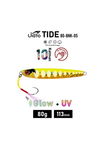 Jig, Zoka, Suni Yem, Uv Metal Jig, 80gr 11cm Jıgto Tide 80