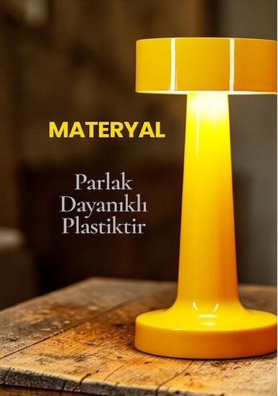 Avec Dokunmatik Masa Lambası 3 Işık Renkli Dim Ayarlı Şarjlı Masa Lambası Ledli Abajur Sarı Sarı