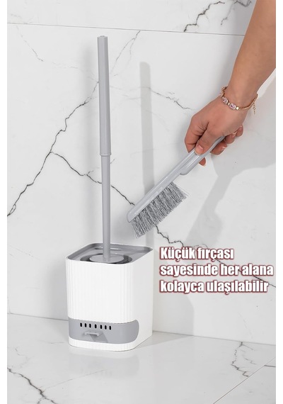 Tr 2li Banyo Seti Yapışkanlı Banyo Tuvalet Kağıtlığı Tuvalet Fırçası Peçetelik Tuvalet Fırçalığı Beyaz Diğer