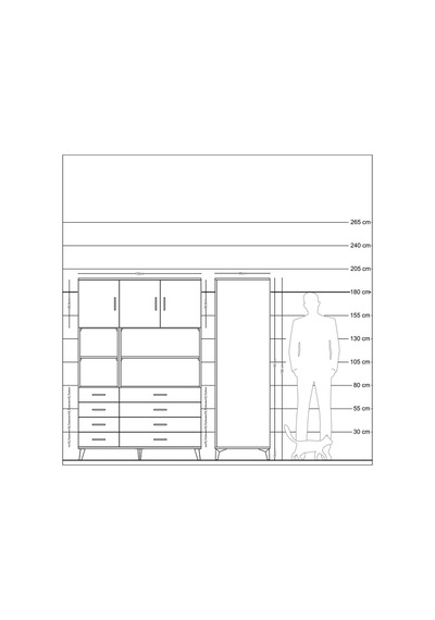 Kronos Dolap 8 Raflı 8 Çekmeceli 3 Kapaklı 132x59x195 Çam-çam... Çam