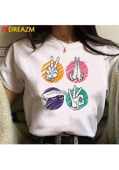 Noıssey Kırmızı Etiket Jojo Tuhaf Macera T Shirt Üst Tees Mod125 16820 Beyaz