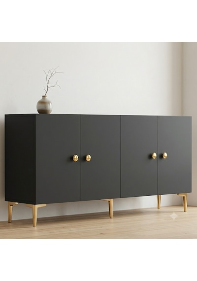 Ka1817ag Simple Konsol Ve Tv Sehpası Antrasit-gold 180cm