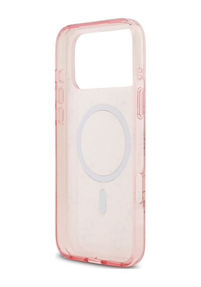 Apple Uyumlu iPhone 17 Pro Kılıf Guess Lisanslı M-safeli Iml Baskılı Klasik Logolu 4g Desenli Kapak Pembe Pembe