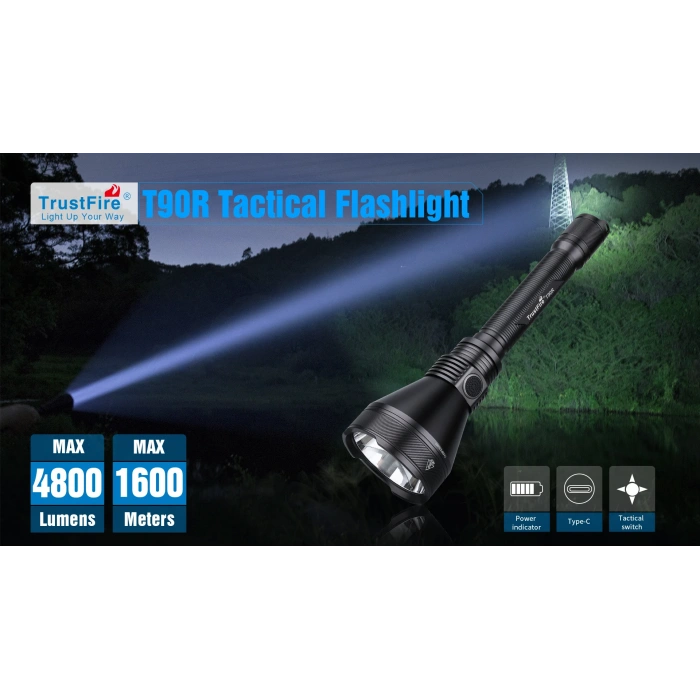 Trustfire T90r Taktikal Fener 4800 Lümen Siyah