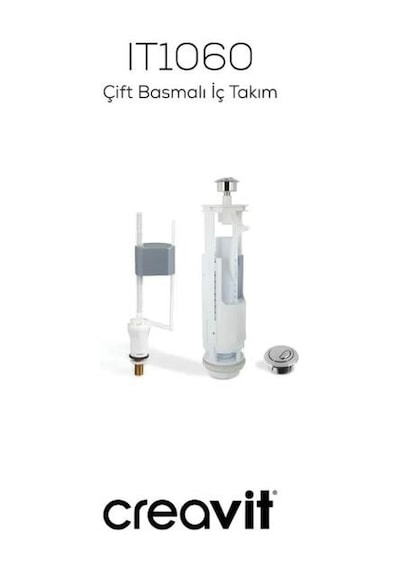 Creavit Mare Duvara Sıfır Kanalsız Klozet + Rezervuar + Duroplast Kapak + Çift Basmalı İç Takım Set