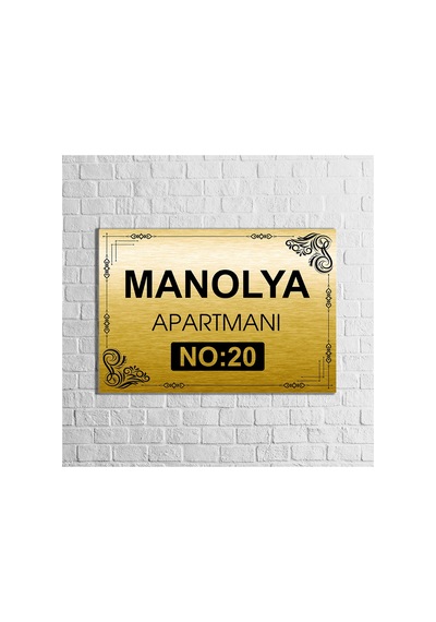 Apartman-site Kapı Isimliği Kapı Tabelası 20x29 Cm Model 1 Gold Gold