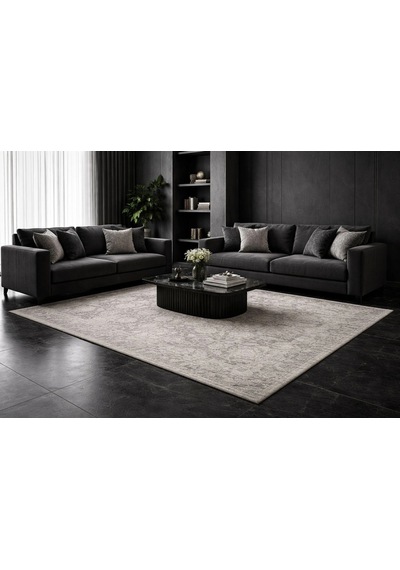 Eko Halı Shıraz Shr 01 Grey Vintage Tarzlı Yumuşak Dokulu Modern Makine Halısı Gri Bej