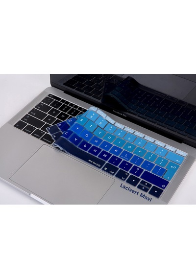 Laptop Apple Uyumlu MacBook Pro Klavye Koruyucu Ombre Uk-eu İngilizce 13inç A1708 - 12inç A1534 İle Lacivert Mavi
