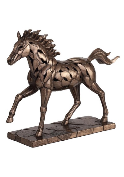 Veronese Bronz Renk Işıklı Koşan At Figürü 30cm
