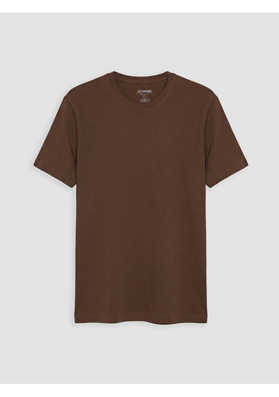 Lcwaıkıkı Classic Kahverengi Slim Fit %100 Pamuk Basic Tişört