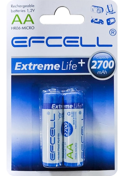Efcell Şarjlı Pil AA Kalem 2700 MAH 2 Adet Nİ-MH Efcell HR-06