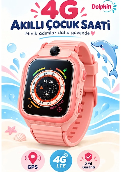 Exenar - Pembe - 4g Akıllı Çocuk Saati Sim Kartlı Gps Rota Takipli Kameralı Görüntülü Konuşmalı Sos 800mah