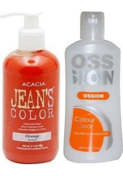 Jeans Color Saç Boyası Turuncu 250 ml Ve Ossion Saç Boya Temizleyicisi 200 ml 869900100972425