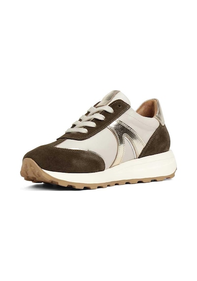 Kadın Haki Gri Bağcıklı Süet Deri Sneaker