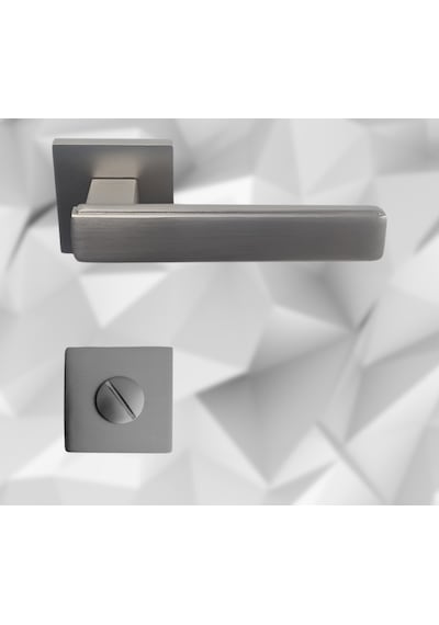 Lusso Inox 5 Adet Oda 2 Adet Wc Kare Rozetli Kapı Kolu Set - Lusso Inox 5+2