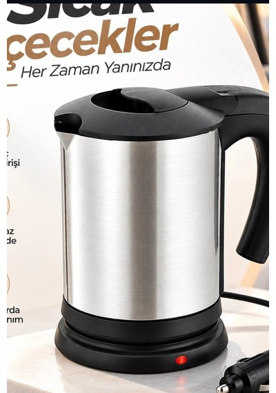 Araç İçi Su Isıtıcı Kettle - 12v Çakmaklık Girişli Paslanmaz Çelik Termos Bx-316148