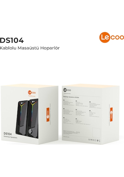 Lecoo DS104 Kablolu USB + 3.5mm Jack 6W RGB Aydınlatmalı Masaüstü Hoparlör Siyah