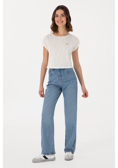 U.S. Polo Assn. Kadın Beyaz Crop Bisiklet Yaka Tişört 50299812-VR013