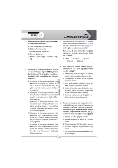 Smmm Çıkmış Ve Çıkacak Sorular Deneme Seti 11 Deneme