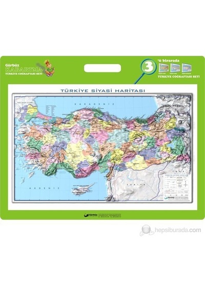 Gürbüz 35X50 Kabartma Türkiye Siyasi Haritası