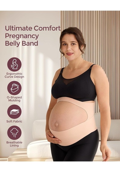 Momcozy Cozysupport Ergonest Hamile Korse, Görünmez ve Nefes Alabilir Bel Bandı Pembe